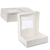Belle boîte à pâtisserie/boulangerie en carton kraft blanc pour garder les beignets, les muffins et les biscuits en sécurité 10 "de longueur x 10" de largeur x 2 1/2 ".