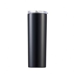 Gobelet droit et fin blanc de 20 oz en acier inoxydable vierge pour sublimation avec couvercle et paille - Product Image 3