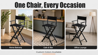 Chaise pliante en toile, chaise de maquillage, tabouret de bar, chaise de beauté et de loisirs avec dossier