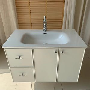 New oak painted French style bathroom cabinet ceramic integrated basin washbasin cabinet customization - Product Image 2