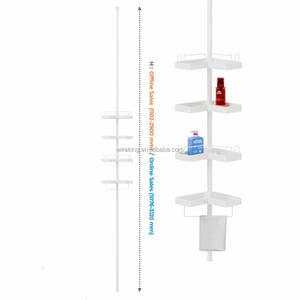 WIREKING <strong>Free</strong> <strong>Standing</strong> White Bathroom Organizer Adjustable Corner <strong>Shower</strong> <strong>Caddy</strong> with Razor Holder and Hooks for Inside <strong>Shower</strong> - Product Image 1