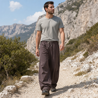 Pantalon de randonnée unisexe Gorpcore à jambe large avec cordon de serrage, léger, hydrofuge, pour l'extérieur, tailles S-2XL, marque privée OEM