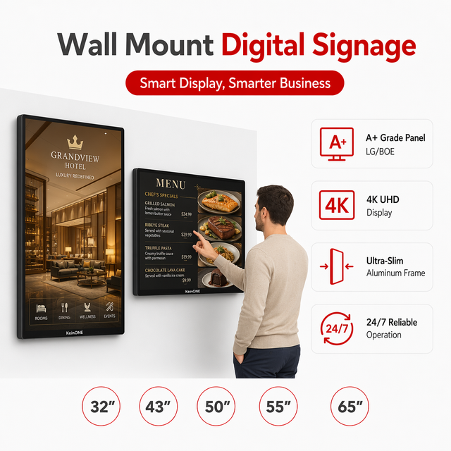Digital Menu Board 21.5 32 43 55 65 Inch Wall Mounted Advertising Display Screen with CMS for Restaurant and Fast Food Cafe
