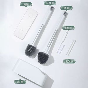 Toilet Brush Set Wall Mounted Rectangular Durable Easy To Clean For Bathroom Cleaning - Product Image 2