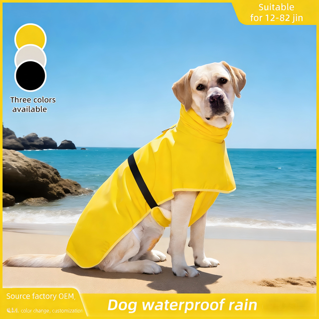 Popular Silk Waterproof Reflective Adjustable Raincoat Cape for Labrador Golden Retriever and Other Dogs for Cross-border Use