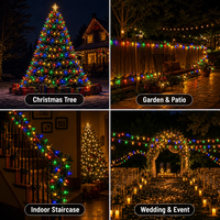 Guirlande lumineuse LED C6 Fraise IP44 50 LED 5m Solaire et Alimentation Secteur 8 Modes Multicolore Noël Extérieur Jardin OEM CE