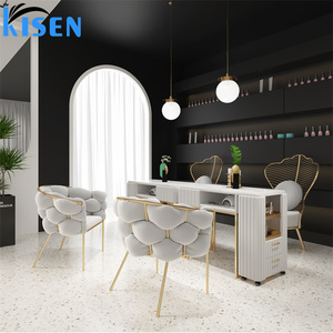 Paquete de muebles de salón de belleza Kisen, barra de uñas, escritorio, MESA DE MANICURA, mesas de manicura de lujo con mechones con silla para uso en salón de uñas - Product Image 3