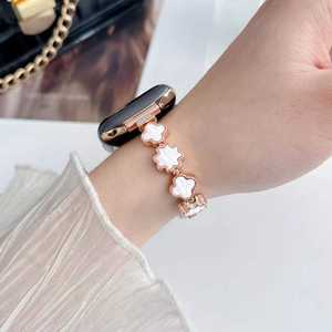 Correa de <span class=keywords><strong>reloj</strong></span> Chahong Ardor Clover Mother Of Pearl para <span class=keywords><strong>Apple</strong></span> Watch de 14 mm, correa de silicona con diseño de dijes, correa de repuesto. - Product Image 4