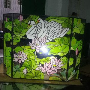 Stained Glass Birds Fireplace Screen Solid Structure European Design High Light Transmittance Decoration - Product Image 4