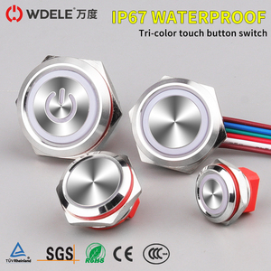 WD12/16/19/22/mm Short-travel Waterproof Metal Button <strong>Switch</strong>, Ring-shaped <strong>Led</strong> Light <strong>with</strong> RGB Three-color Common Positive Pole - Product Image 1