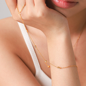 Bracelet de doigt en acier inoxydable plaqué or 18 carats, zircon scintillant, ne se décolore pas, chaîne de main en acier inoxydable, bijoux pour femmes - Product Image 2