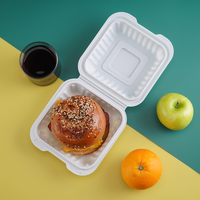LR Emballage 5*5 pouces Style américain Hamburger Sandwich Boîtes alimentaires en plastique Contenant alimentaire à clapet jetable réutilisable à charnière Togo Food Container