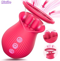 3-in-1 Rosen-Vibrator für Erwachsene mit 10 Funktionen zum Lecken, Saugen und Vibrieren für Frauen