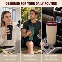Bouteille isotherme en acier inoxydable OEM 710 ml, double usage avec couvercle à paille et à bec verseur, grande tasse de voyage