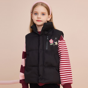 <strong>Black</strong> Padded Turtleneck Zipper Kids Sleeveless Vest-Solid Color Warm <strong>Gilet</strong> for <strong>Girls</strong> 3-8 Years Autumn Winter - Product Image 2