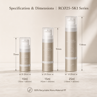 Flacon Airless Beauté Pure Vente en Gros Distributeur de Lotion Visage Peaux Sensibles Emballage Stérile Entièrement en PP Sûr