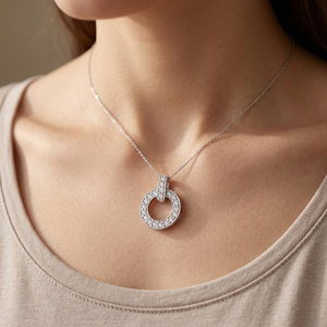 Pendentif pour femme en argent 925 plaqué rhodium avec zircone cubique, style géométrique unique, Art Palace - Product Image 2