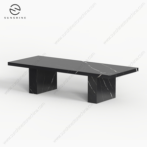 Grande table à manger pour 8 personnes en travertin beige, design rectangulaire fin, épaisseur 3 mm 5 mm, fabriquée en Malaisie, marque OEM/ODM - Product Image 3