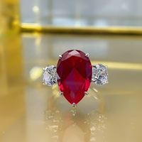Bijoux fins pour femmes plaqué rhodium rubis coupe poire 1 ct zircon cubique CZ Solitaire bague de fiançailles