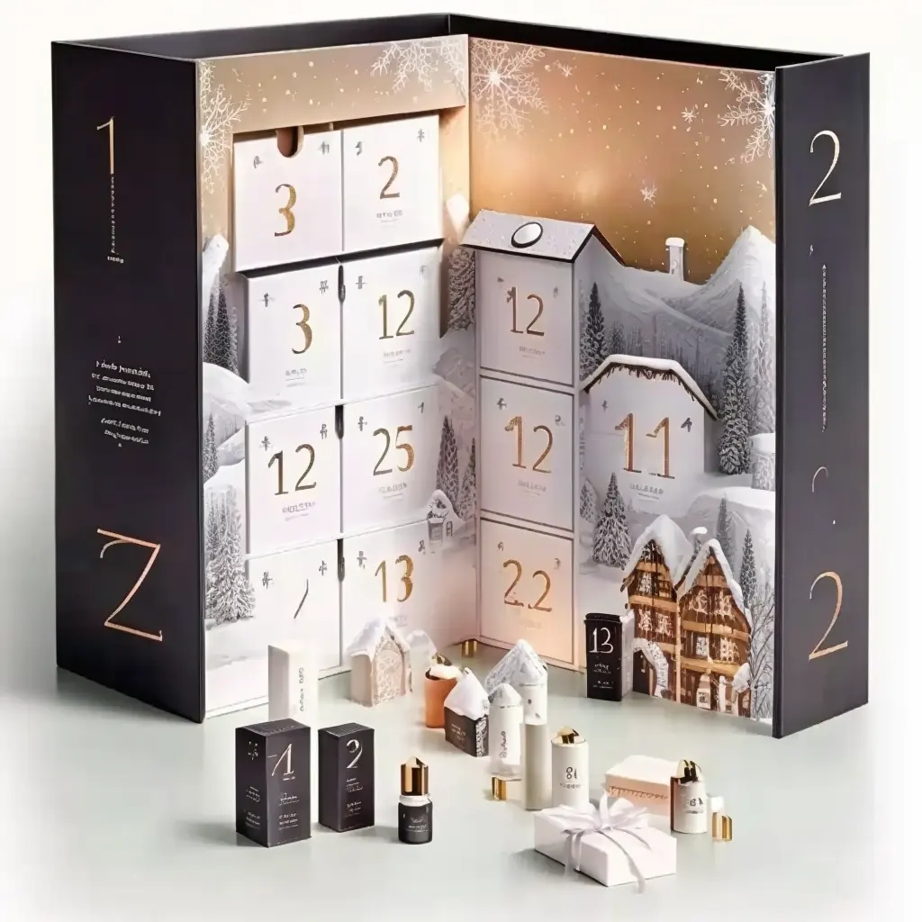 Адвент календарь Роскошная Подарочная коробка Упаковка пустой пользовательский дизайн Рождественский Адвент календарь коробка