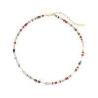 Collier géométrique unisexe en verre plaqué or, style chinois, fait main, tressé de perles, avec perles d'eau douce et coquillages naturels superposés, vente en gros