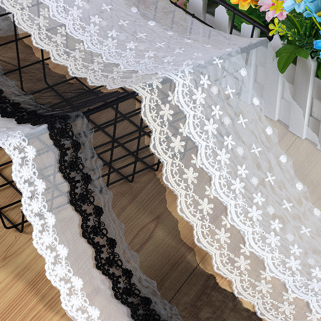 High Quality Polka Dot Star Pattern Mesh Lace For Lolita Style Women Dress Clothing Decoration 7.5-17cm Wide Polka Dot Star Mesh