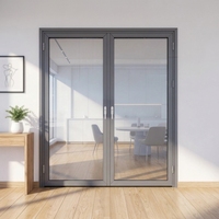 Porte battante moderne à double vitrage en aluminium à rupture de pont thermique insonorisée, cadre fin, pour intérieur/extérieur, patio