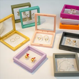 Wholesale High Quality Transparent Floating Display 3D Pe Film Necklace Ring Jewelry Storage Boxes