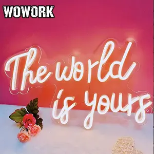2024 WOWORK wholesale free design party supplies decor the world is yours neon sign led light for wedding decoration