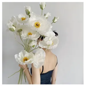 शादी के फूल आपूर्तिकर्ता 105 सेमी बड़े पॉपपी फूल घटना सजावटी कृत्रिम फूल