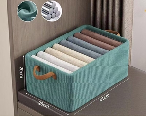 Collapsible Rectangular Modern Eco-Friendly Closet <b>Storage</b> <b>Box</b> Flexible Jeans Washable Fabric <b>Drawers</b> PP Handle 10-20L Bins - Product Image 2