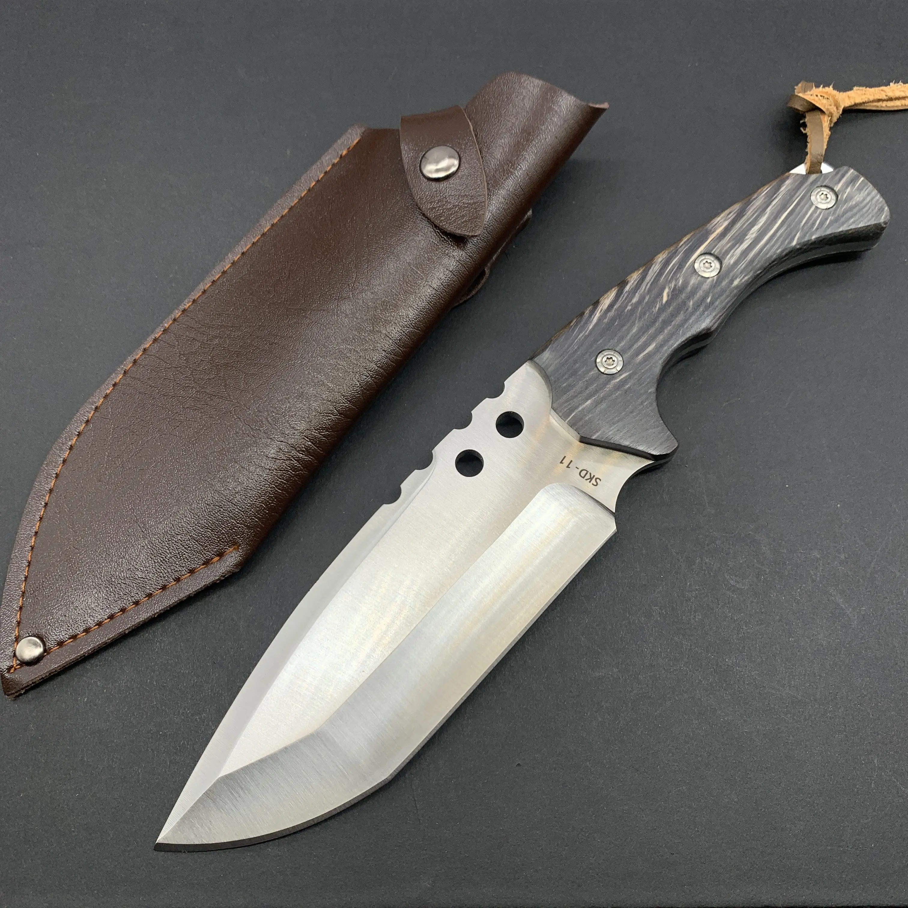 Outdoor-Campingmesser tragbares Selbstverteidigungs-Überleben Filletmesser feste Klinge Messer mit Holzgriff für die Jagd