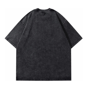 เสื้อยืดโอเวอร์ไซส์สไตล์สตรีทผู้ชาย OEM Retro ผ้าฝ้ายแท้ 100% หนานุ่ม พิมพ์ลายนูน ล้างสีแบบ Stone Acid Wash สไตล์วินเทจ แบบสั่งทำพิเศษ - Product Image 2