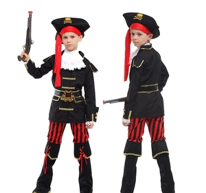 Set Costume da Pirata Reale di Alta Qualità in Poliestere Nero per Bambini, per Feste di Halloween, Vendita Diretta dalla Fabbrica - Product Image 1