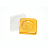Conteneur individuel pour gâteaux de lune en plastique PET avec fenêtre transparente et base dorée, personnalisable avec logo OEM, boîte de rangement pour desserts, fabricant en gros