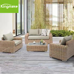 بيع مباشر من المصنع مع وسادين للترفيه في الهواء الطلق مجموعة حديقة الروطان صالة أثاث أريكة من الخوص - Product Image 5