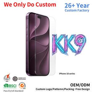 ฟิล์มกันรอยหน้าจอ KK9 OEM สำหรับ iPhone 18 Pro Max รุ่นใหม่ วัสดุกระจกใส HD ความแข็งสูงพิเศษ  ความสามารถในการส่งผ่านแสง 92% ป้องกันการกระแทก - Product Image 1