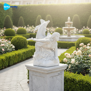 Fontana di Marmo a Forma di Sirena Personalizzata per Cortile <span class=keywords><strong>Villa</strong></span> Hotel Stile Design Europeo Fontana in Marmo Bianco in Vendita - Product Image 4