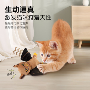 Jouet en peluche pour chat d'Halloween avec ailes, rechargeable, vibrant et sonore pour animaux de compagnie - Product Image 2
