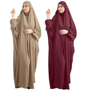 Robe Longue Femme Avec Foulard Attaché - Style Abaya, Jersey Extensible, Manches Longues, Taille Unique - 14
