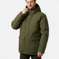 Veste parka en coton doublée de duvet avec logo personnalisé imprimé, 3 en 1, à capuche, de haute qualité, pour homme, avec grande poche, noyau intérieur amovible, coupe-vent