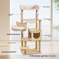 Petop Arbre à chat moderne et minimaliste avec griffoir intégré, design capsule spatiale, en panneau de densité, pour salon