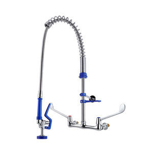 ก๊อกน้ำอุตสาหกรรมเชิงพาณิชย์แบบสองหัวฉีดล้างล่วงหน้าสำหรับครัวโรงแรม พร้อมหัวฉีดแบบดึงลง ชุบโครเมียม สำหรับเครื่องล้างจาน - Product Image 3