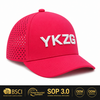 Premium Kraliyet Mavisi Su Geçirmez Oxford Performans Beyzbol Şapkası Özel 3D Nakış Logolu Lazer Kesim Delikli Golf Şapkası Nefes Alabilir