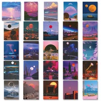 Autocollants découpés à la forme de dessins animés de paysages - Autocollants en vinyle imperméables pour la décoration de journaux, les coques de téléphone et les projets de bricolage
