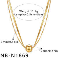 Collier polyvalent en acier inoxydable plaqué or 18 carats avec petites boules dorées, bijoux de qualité supérieure pour femmes TGXL15429
