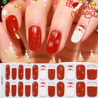 ZhengXiang Noël 3D Design de dessin animé mignon Semi-cuit Sans lampe UV Gel Nail Strips Qualité salon Gel Nail Wraps Stickers sans UV