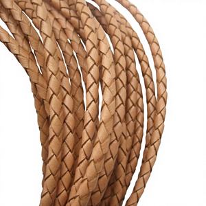 Cordón de Cuero Trenzado Natural de 5mm, Tamaño Personalizado, Cuerda Suave y Flexible para Joyería, Fabricación Artesanal, Marca con Baño de Plata 925 - Product Image 1