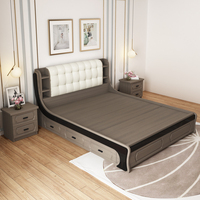 Meubles de chambre à coucher très vendus, ensemble de chambre à coucher au design moderne, ensemble de lit king size blanc brillant