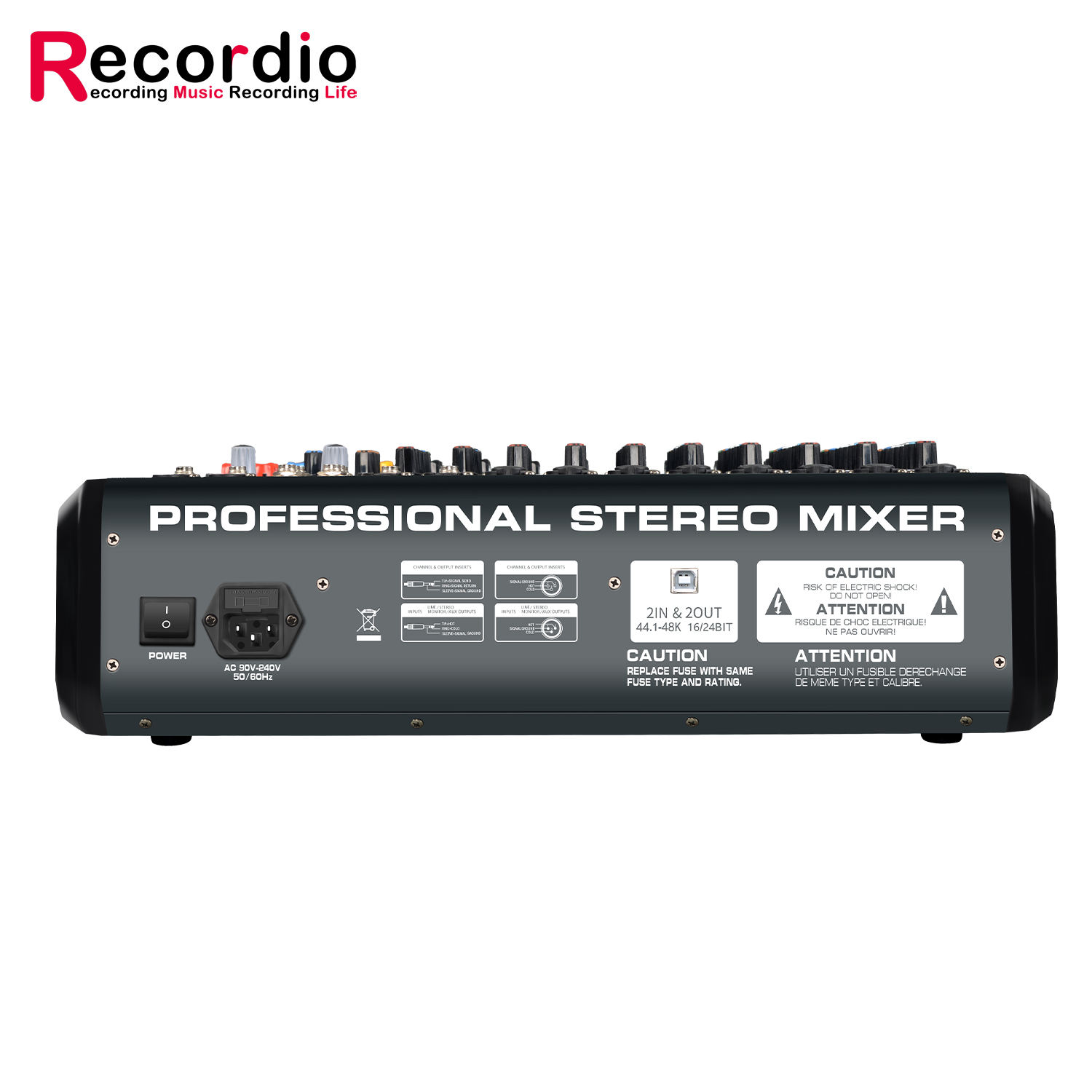 GAX-RWS12 Professional Dj Audio Mixer With 99-bit DSP Reverb Usb